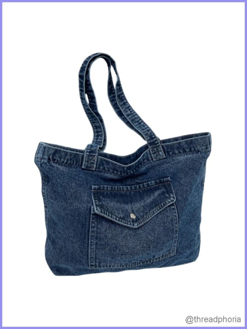 Denim Tote Bag Large Cotton Denim Purse Handbag Zipper Work Travel